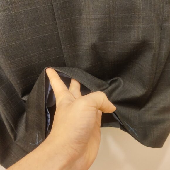 Strong Suit 38S 31w charcoal plaid slim fit tailored soft tailoring 100% wool - Picture 12 of 13